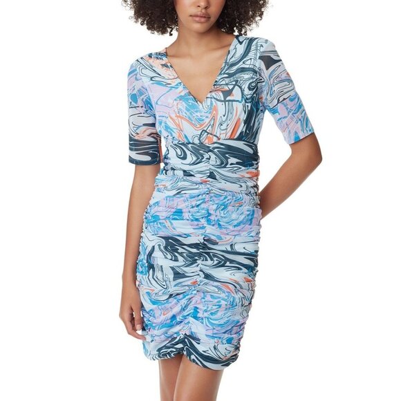 NWT Circus NY Blue & Purple Swirl Lucia V-Neck Bodycon Dress, Size Small - Picture 3 of 8